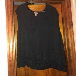 EUC Bit & Bridle Black Lace Hem Sleeveless Top